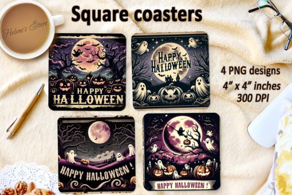 Download Happy Halloween Square Coaster Designs - Coaster Collection