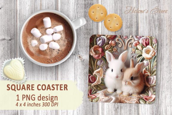 Download Easter Rabbit Square Coaster Designs - Coaster Collection