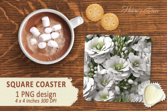Download 3D White Flowers Square Coaster Designs - Coaster Collection