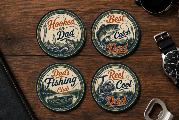 Download Fishing Dad Coaster, Fathers Day Coaster - Coaster Collection