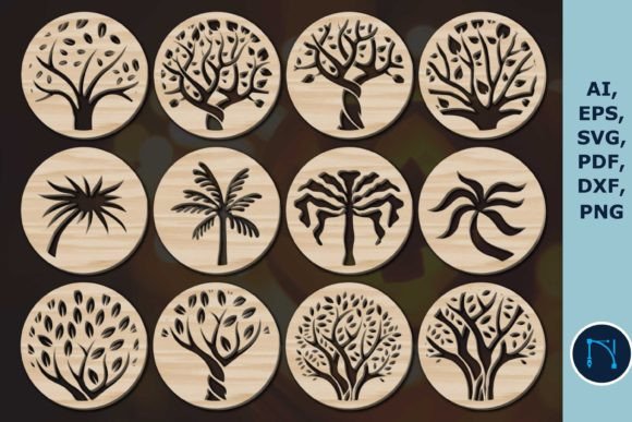 Download Laser Cut Tree Coaster Grill Trivet SVG - Coaster Collection