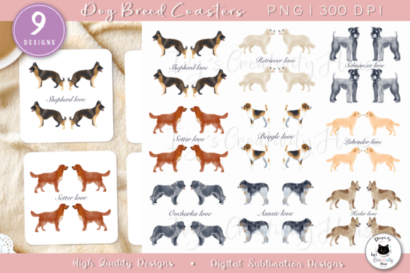 Download Watercolor Dog Coaster Designs | Dog Png - Coaster Collection