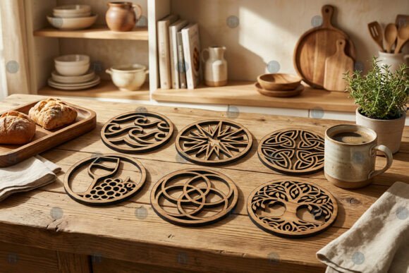 Download Laser Cut Kitchen Coaster SVG Bundle - Coaster Collection