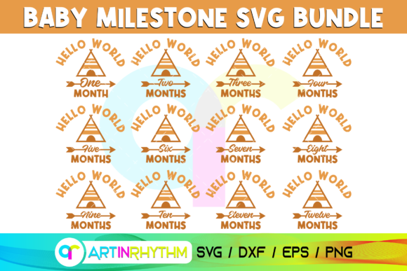 Download 12 Baby Monthly Milestone Svg Bundle - Milestone svg bundle Collection