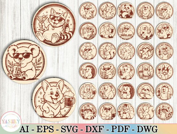 Download Funny Animal Coaster SVG Bundle - Coaster Collection
