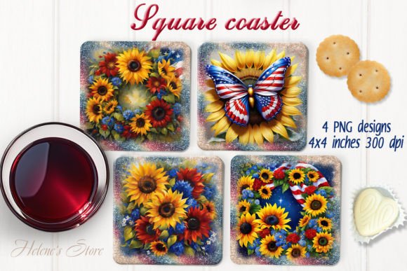 Download USA Sunflowers Square Coaster Designs - Coaster Collection