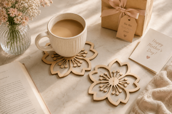 Download Cherry Blossom Coaster Laser Cut SVG - Coaster Collection