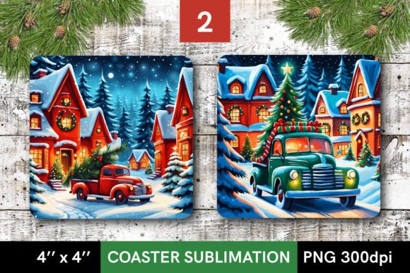 Download Christmas Truck - Square Coaster Designs - Coaster Collection