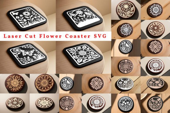 Download Laser Cut Flower Coaster SVG Bundle - Coaster Collection