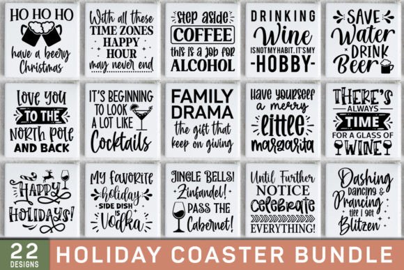 Download Christmas Holiday Coaster SVG Bundle - Coaster Collection