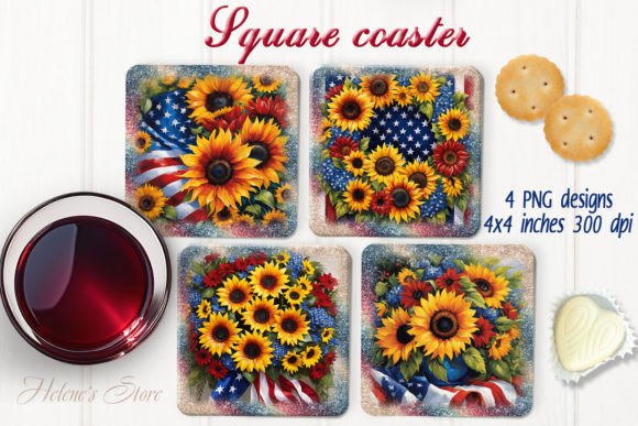 Download USA Sunflowers Square Coaster Designs - Coaster Collection