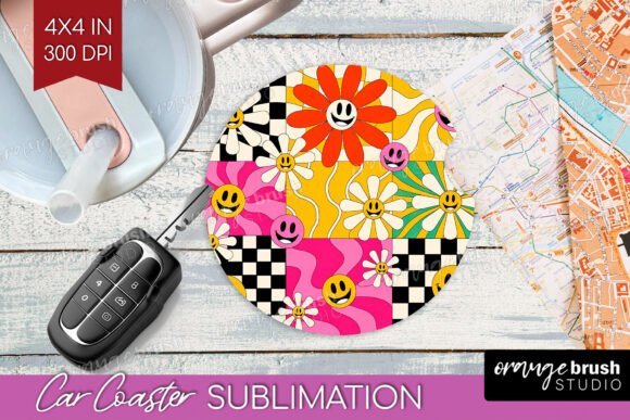 Download Groovy Car Coaster PNG Sublimation - Coaster Collection